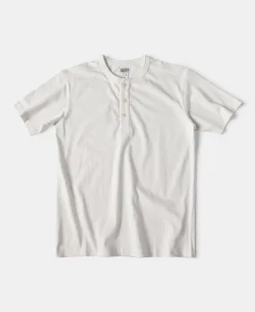 10.6 oz Cotton Short Sleeve Henley T-Shirt - White