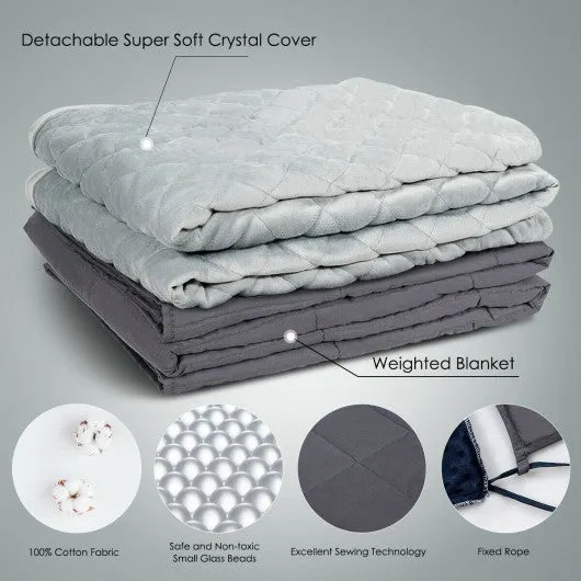 15 lbs 100% Cotton Weighted Blanket with Soft Crystal Cover