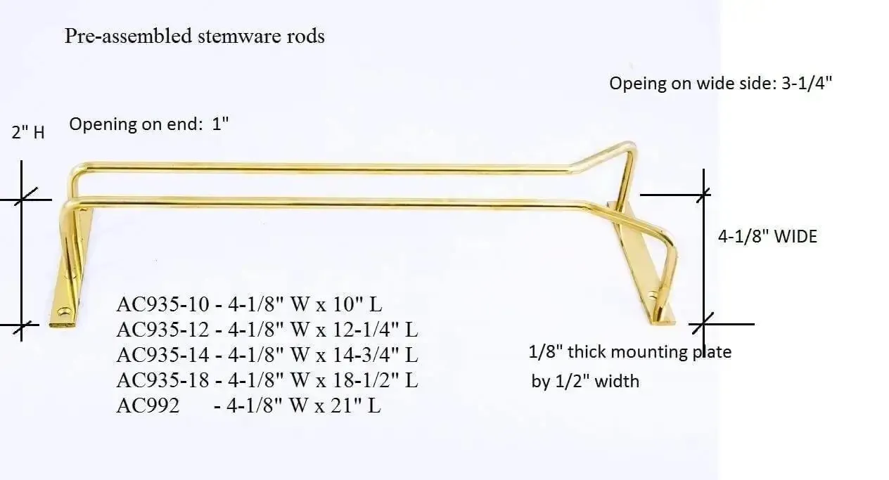 18-1/2" L Pre-Assembled Stemware Rods