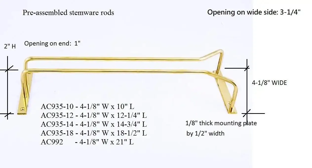 18-1/2" L Pre-Assembled Stemware Rods