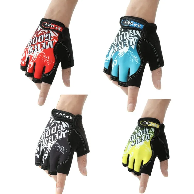 1pair Outdoor Sports Light and Breathable Summer Non-slip Fitness Half-finger Gloves(Black)