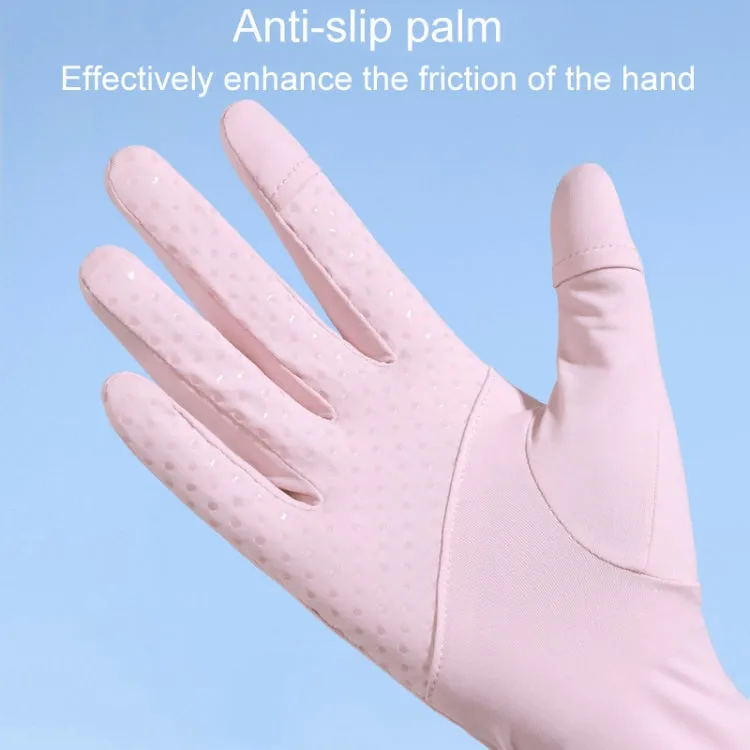 1pair Summer Thin Ice Silk Anti-Slip Sunscreen Sport Riding Finger Gloves, Size: One Size(Gray)