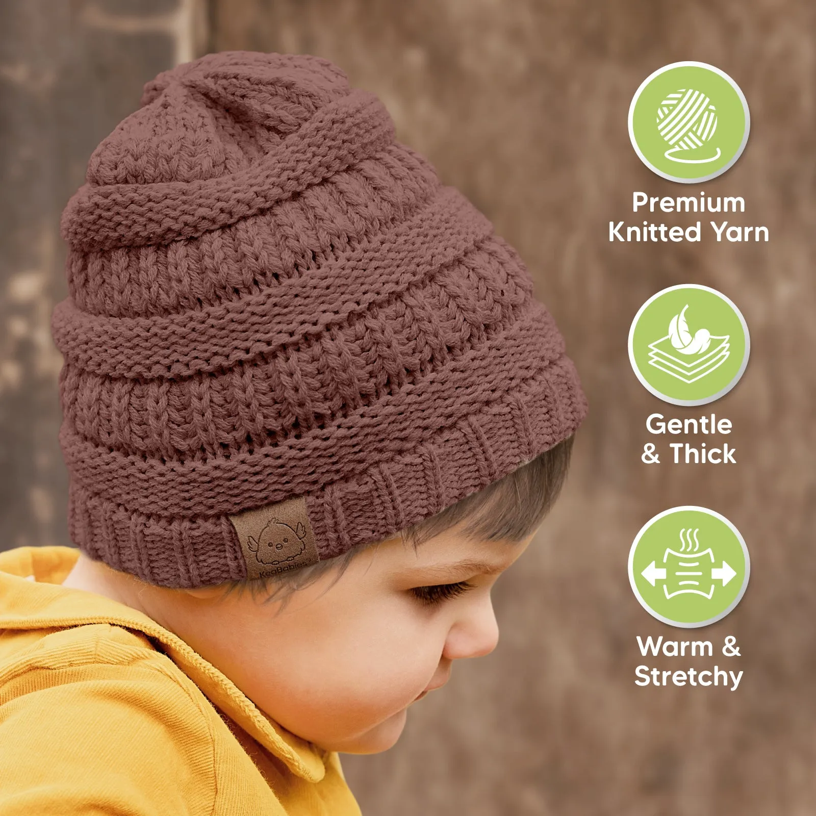 3-Pack Warmzy Baby Beanies (Mauve, M)