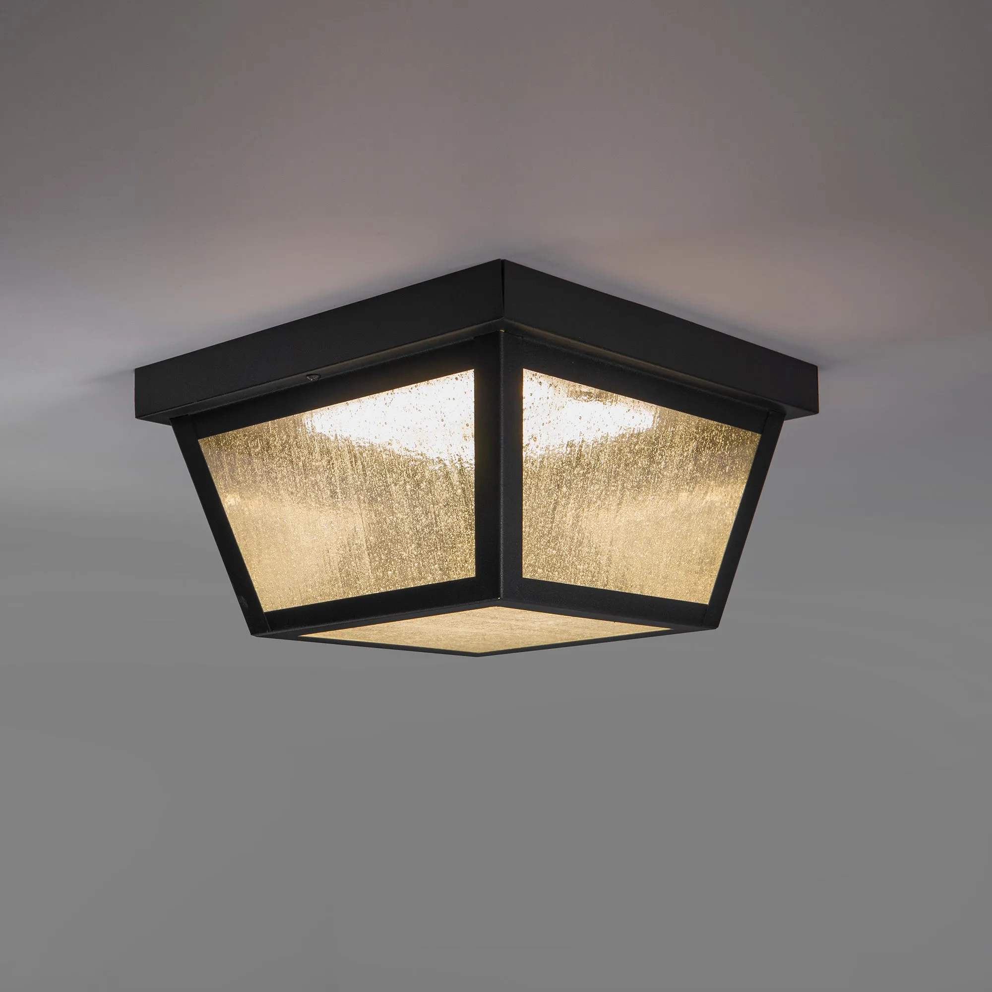 9.25” Integrated LED Square Ceiling Light, 1200 Lumens, 3K, Seedy Glass, in 3 Finishes