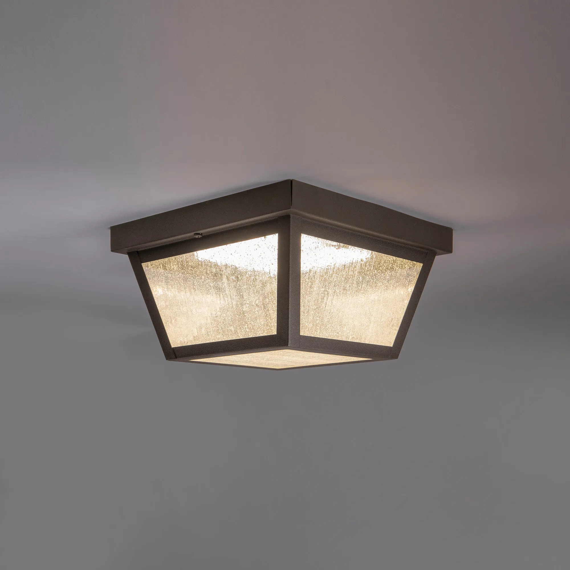 9.25” Integrated LED Square Ceiling Light, 1200 Lumens, 3K, Seedy Glass, in 3 Finishes