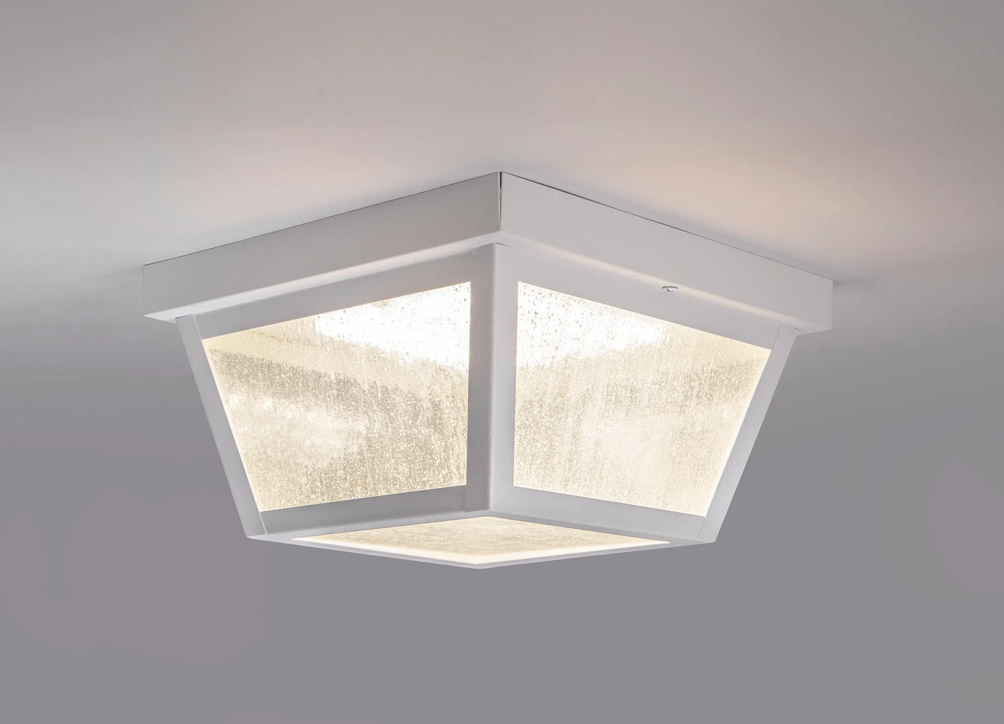 9.25” Integrated LED Square Ceiling Light, 1200 Lumens, 3K, Seedy Glass, in 3 Finishes