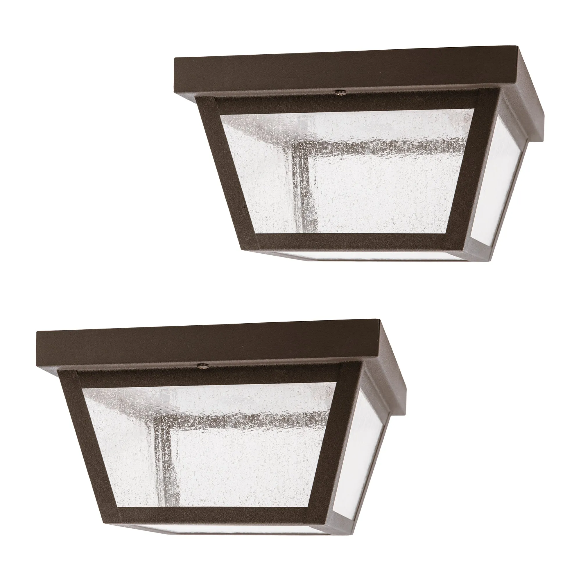 9.25” Integrated LED Square Ceiling Light, 1200 Lumens, 3K, Seedy Glass, in 3 Finishes