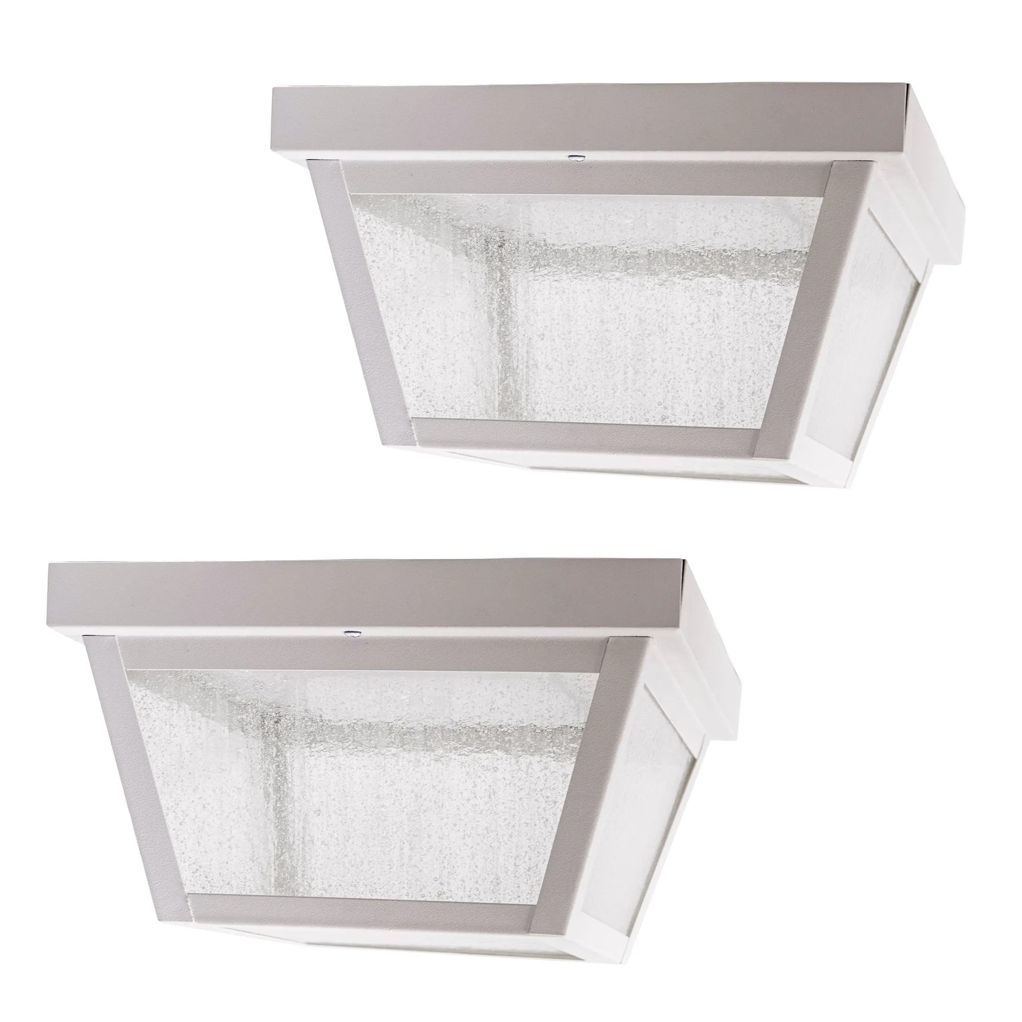 9.25” Integrated LED Square Ceiling Light, 1200 Lumens, 3K, Seedy Glass, in 3 Finishes