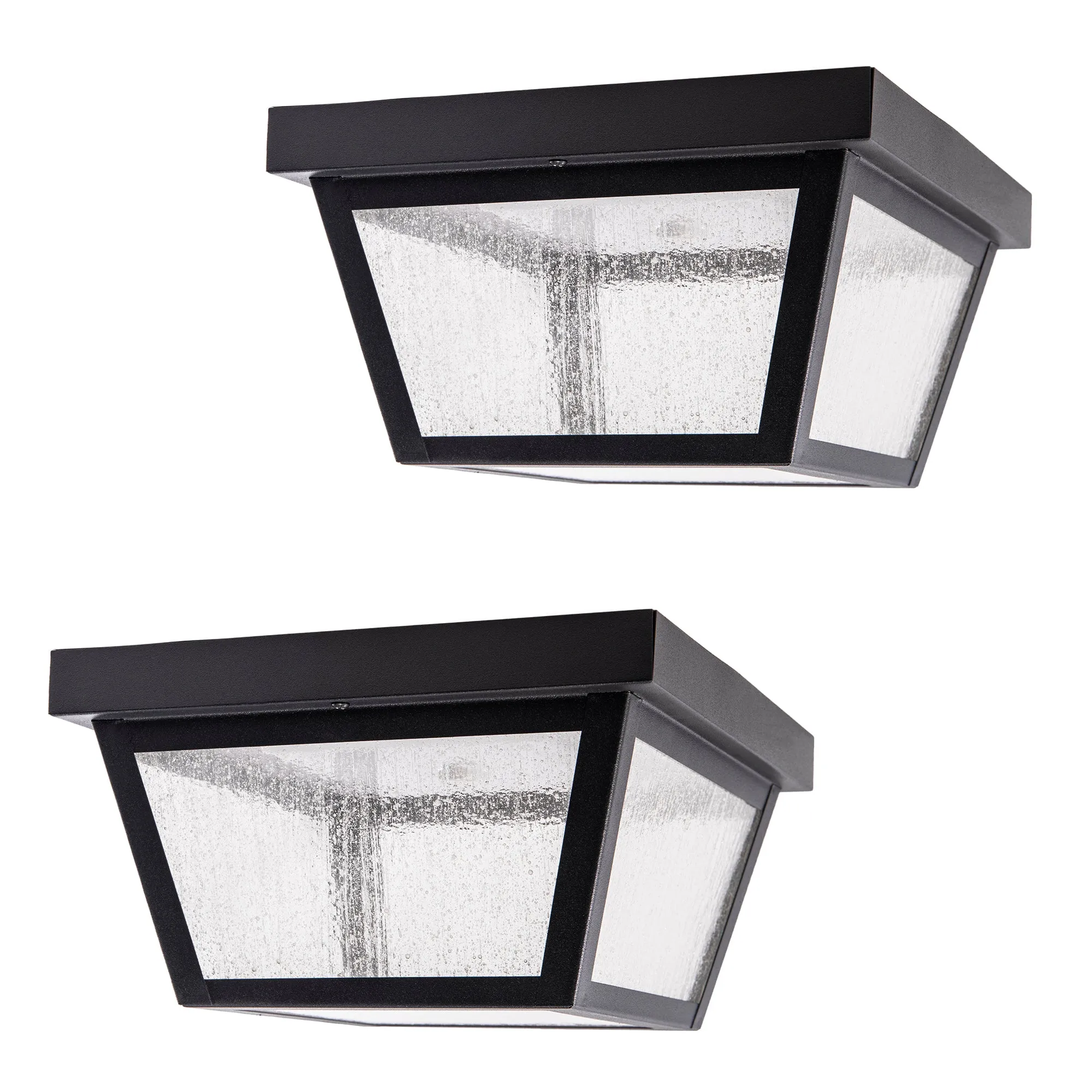 9.25” Integrated LED Square Ceiling Light, 1200 Lumens, 3K, Seedy Glass, in 3 Finishes