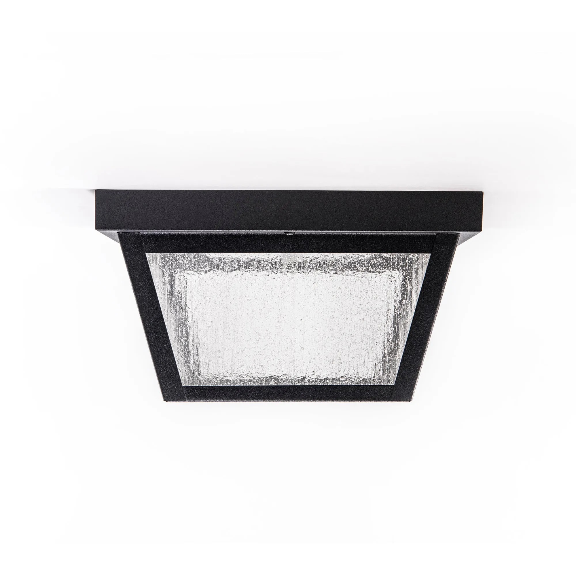 9.25” Integrated LED Square Ceiling Light, 1200 Lumens, 3K, Seedy Glass, in 3 Finishes