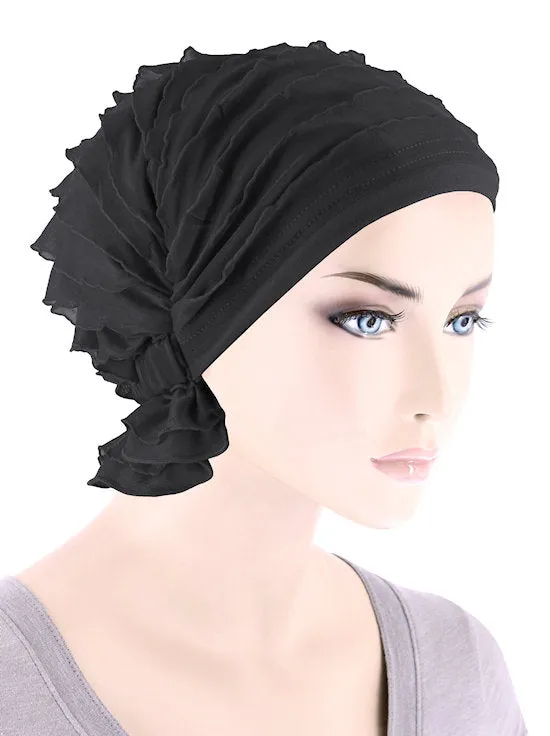 ABBEY-419#The Abbey Cap in Ruffle Black