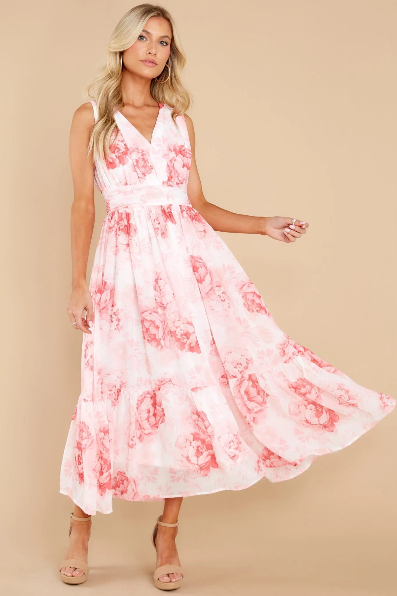 Always A Classic Pink Floral Print Midi Dress