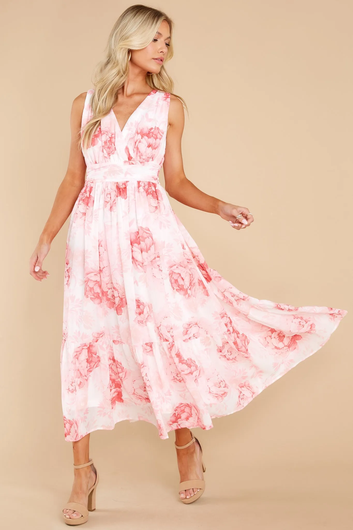 Always A Classic Pink Floral Print Midi Dress