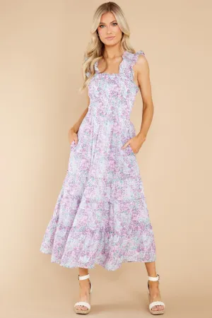 Always Daydreaming Lavender Floral Print Midi Dress