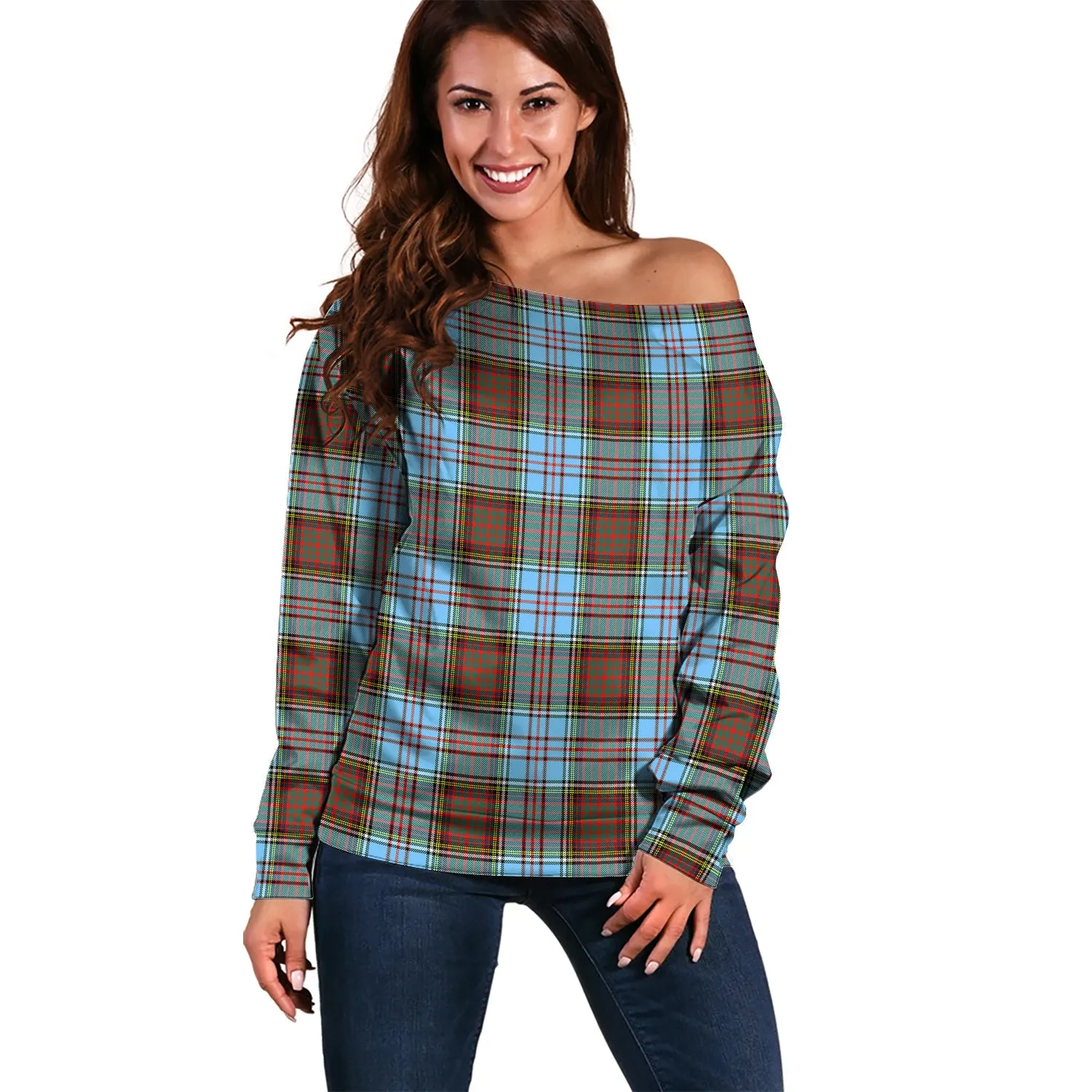 Anderson Ancient Tartan Off Shoulder Women Sweater