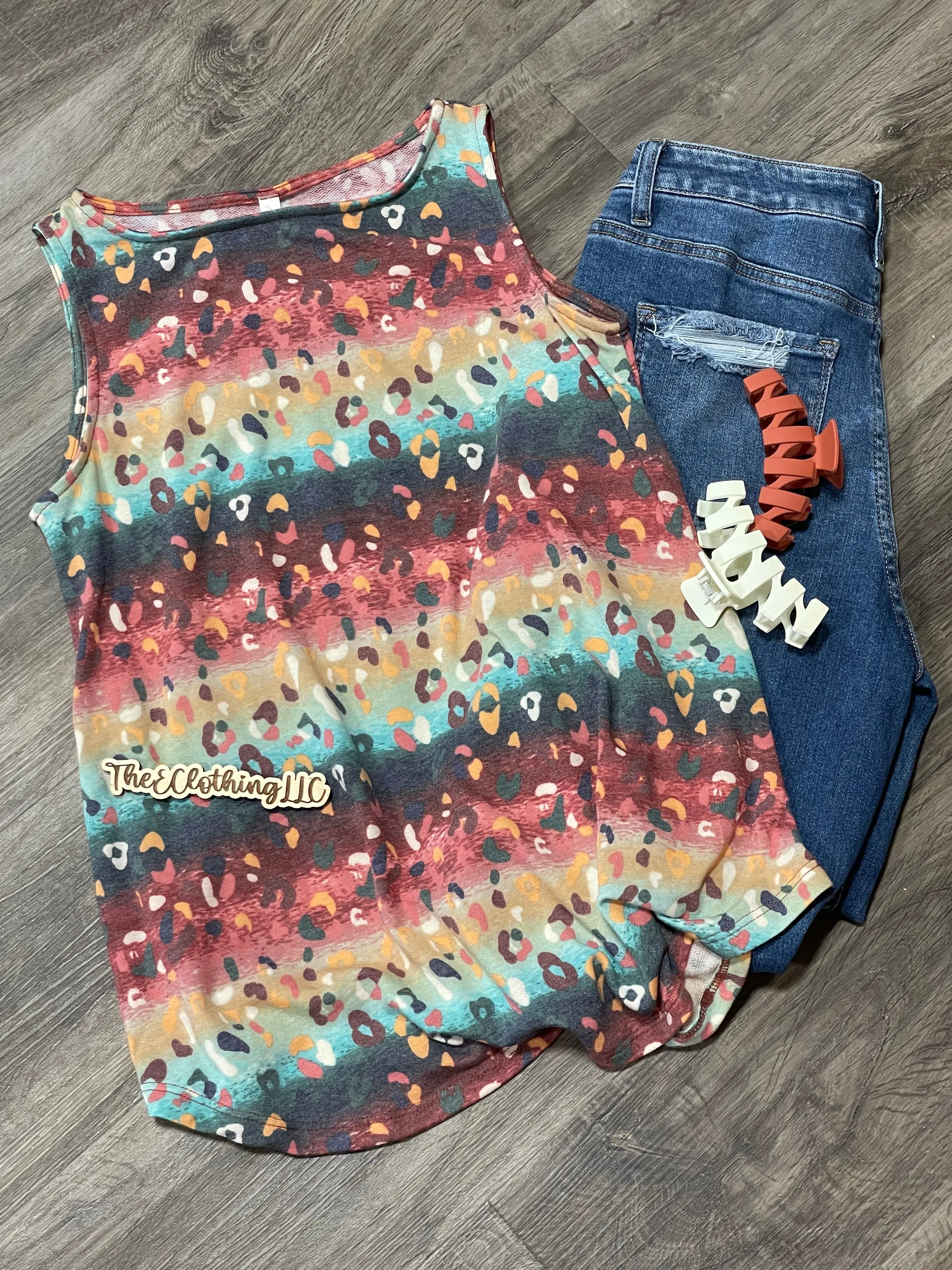 Animal Print Tie Dye Tunic Tank