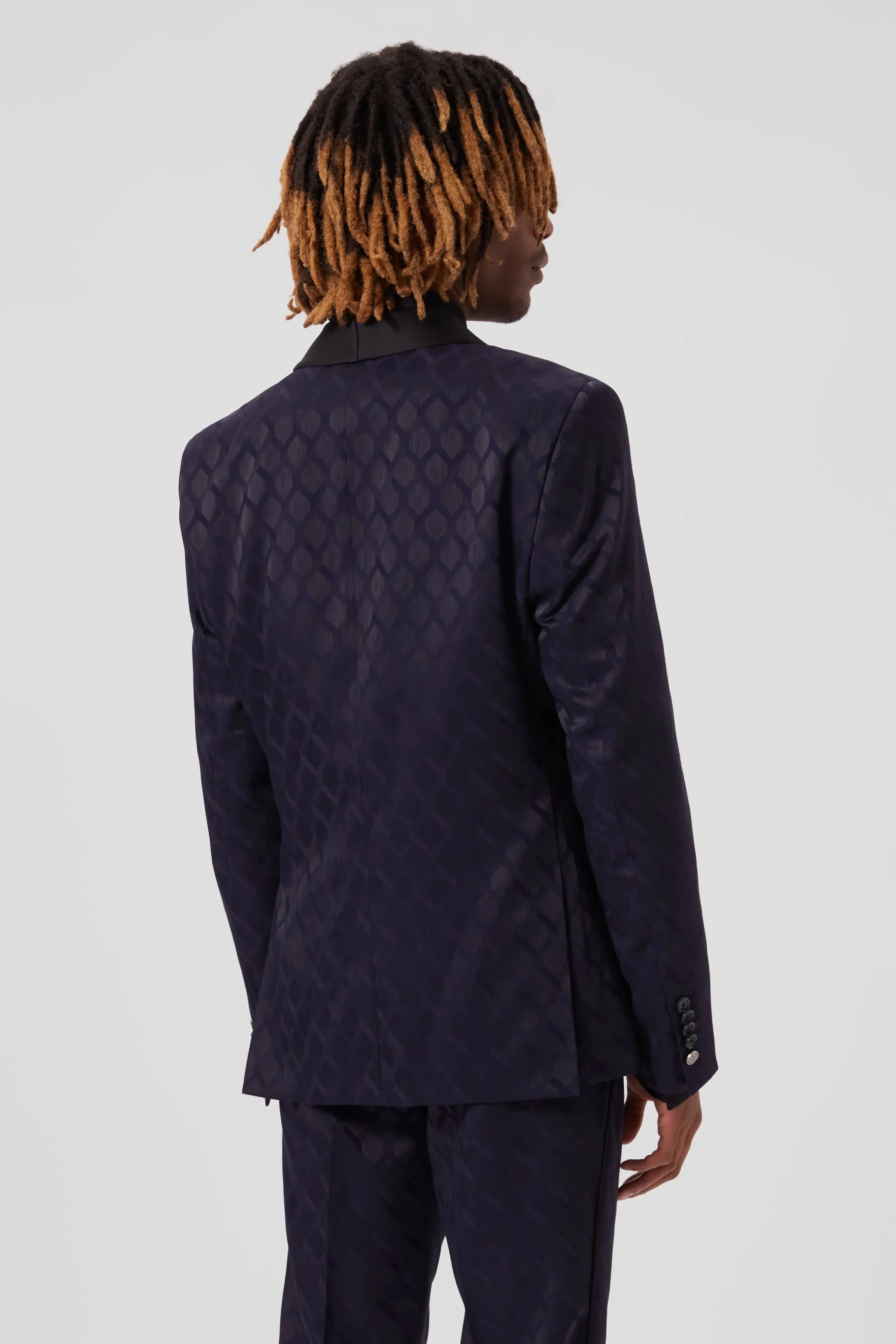 Archer Slim Fit Navy Jacquard Jacket - ARCHIVE