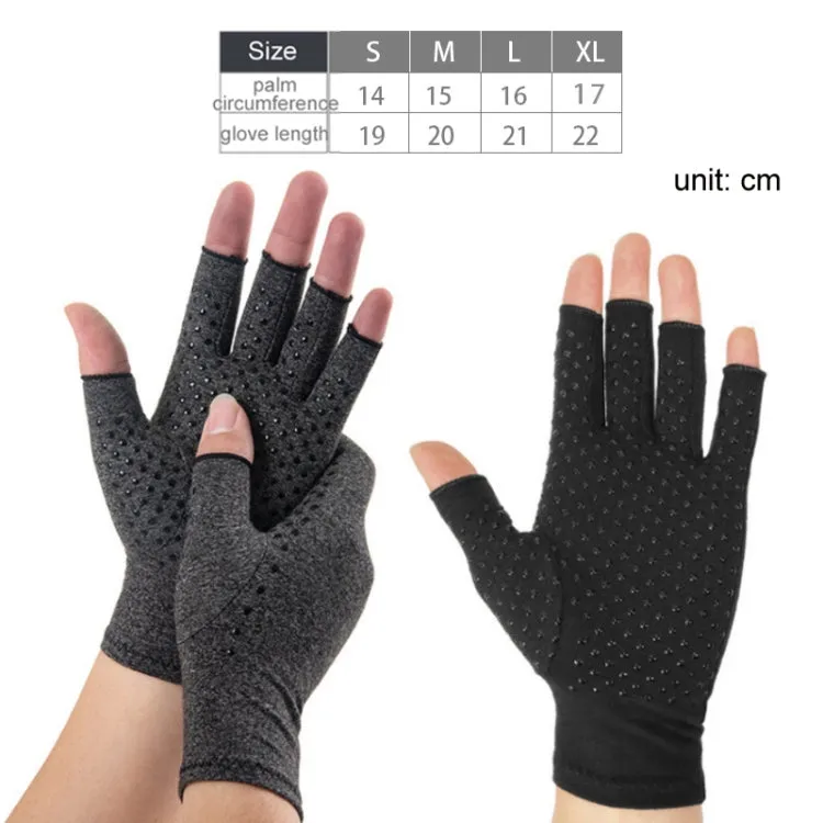 Arthritis Rehabilitation Silicone Non-slip Cycling Half Finger Gloves, Size: L(Black)