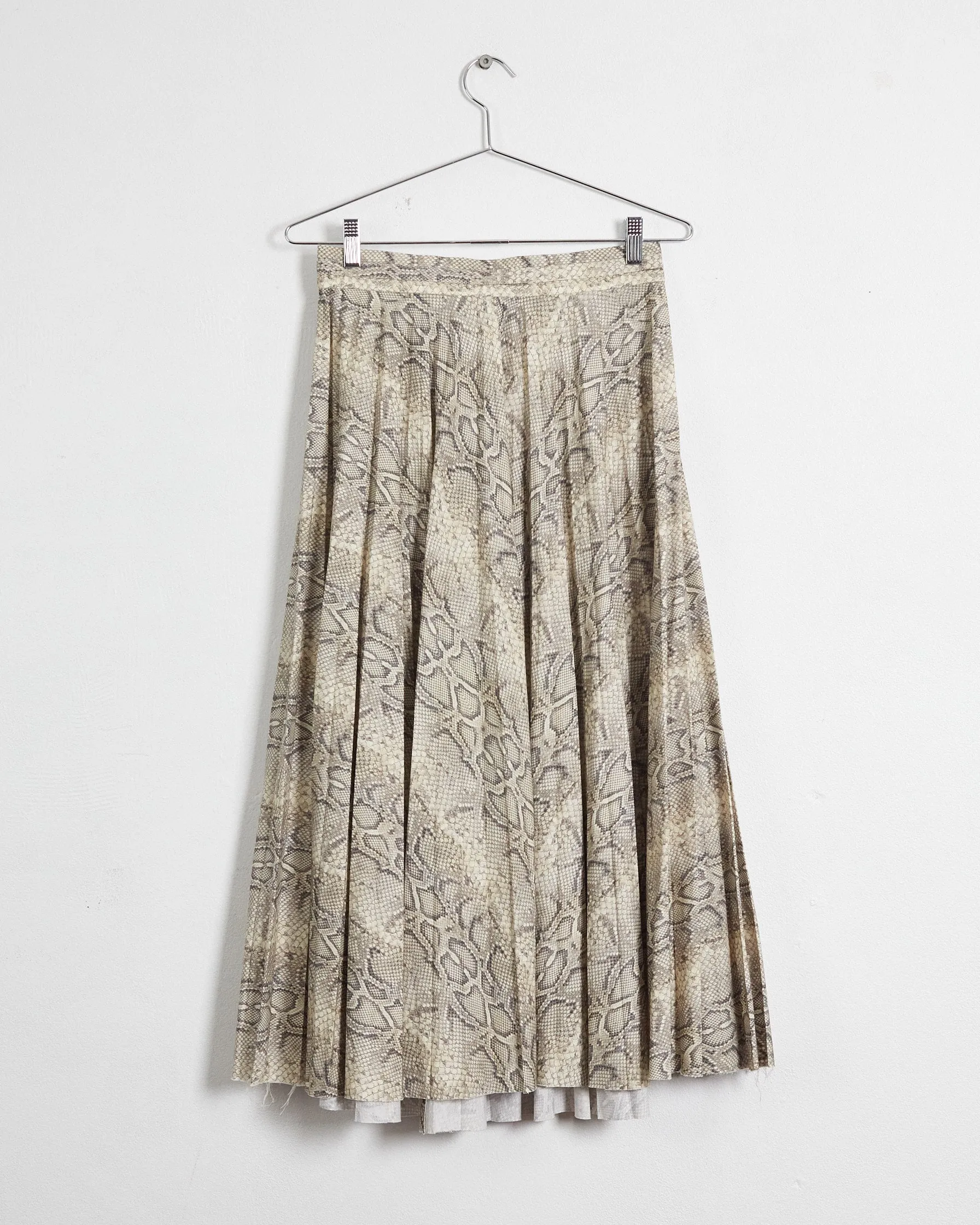 A.W.A.K.E. Mode spring '19 pleated snakeskin print midi skirt, grey, 12