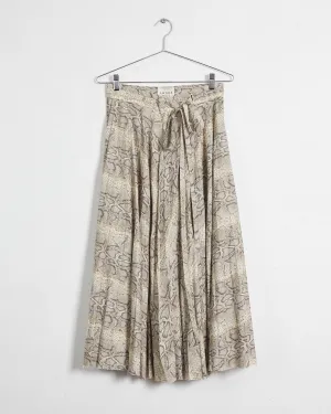 A.W.A.K.E. Mode spring '19 pleated snakeskin print midi skirt, grey, 12