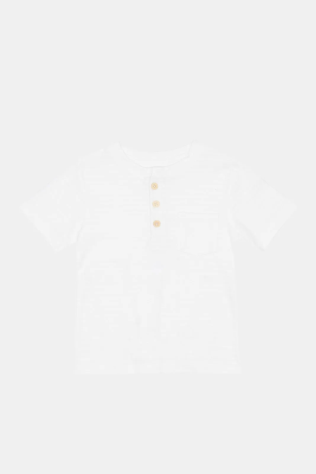 Baby Boys White Jacquard Henley T-Shirt