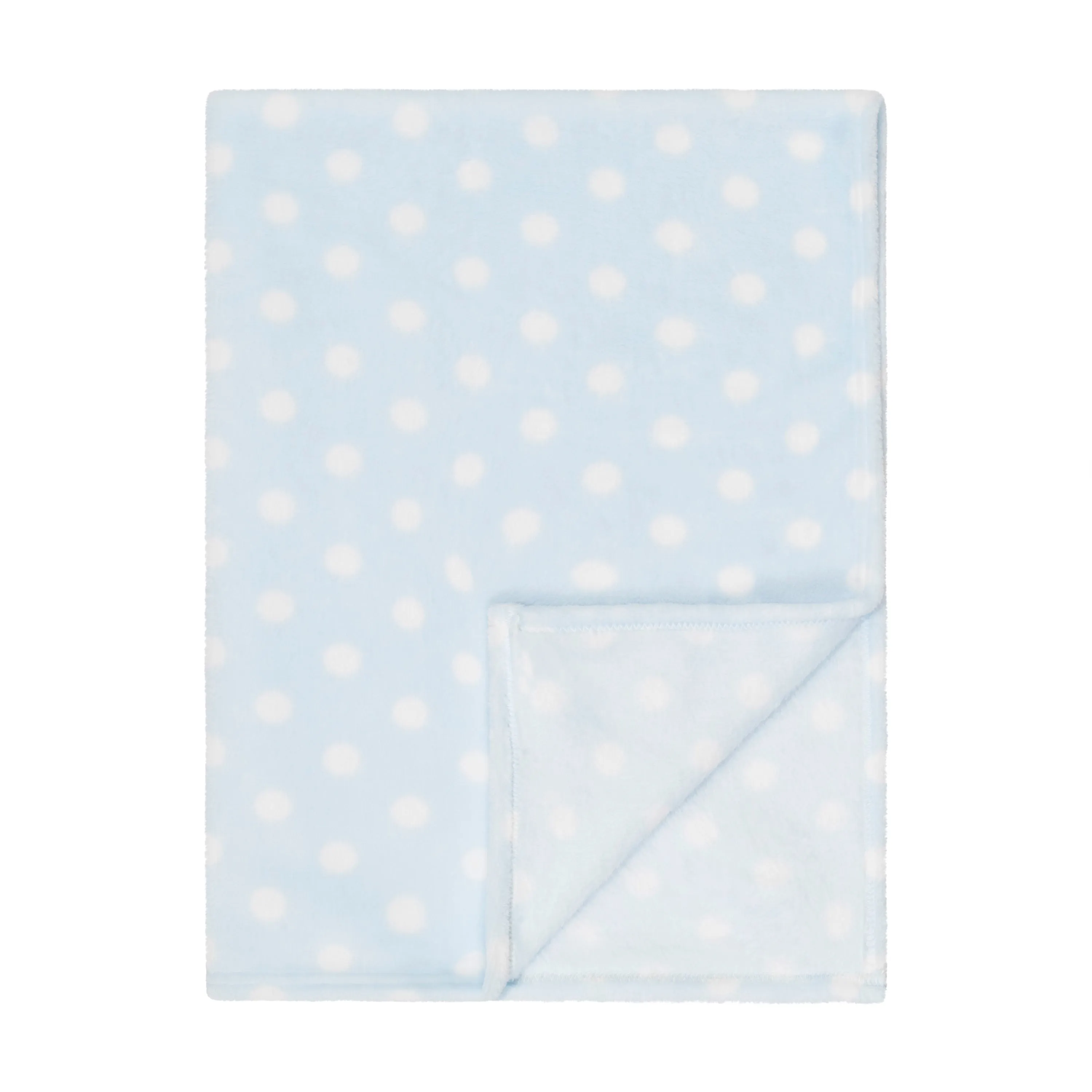 Baby Fleece Blanket - 30" by 40" - Baby Blue/Dots