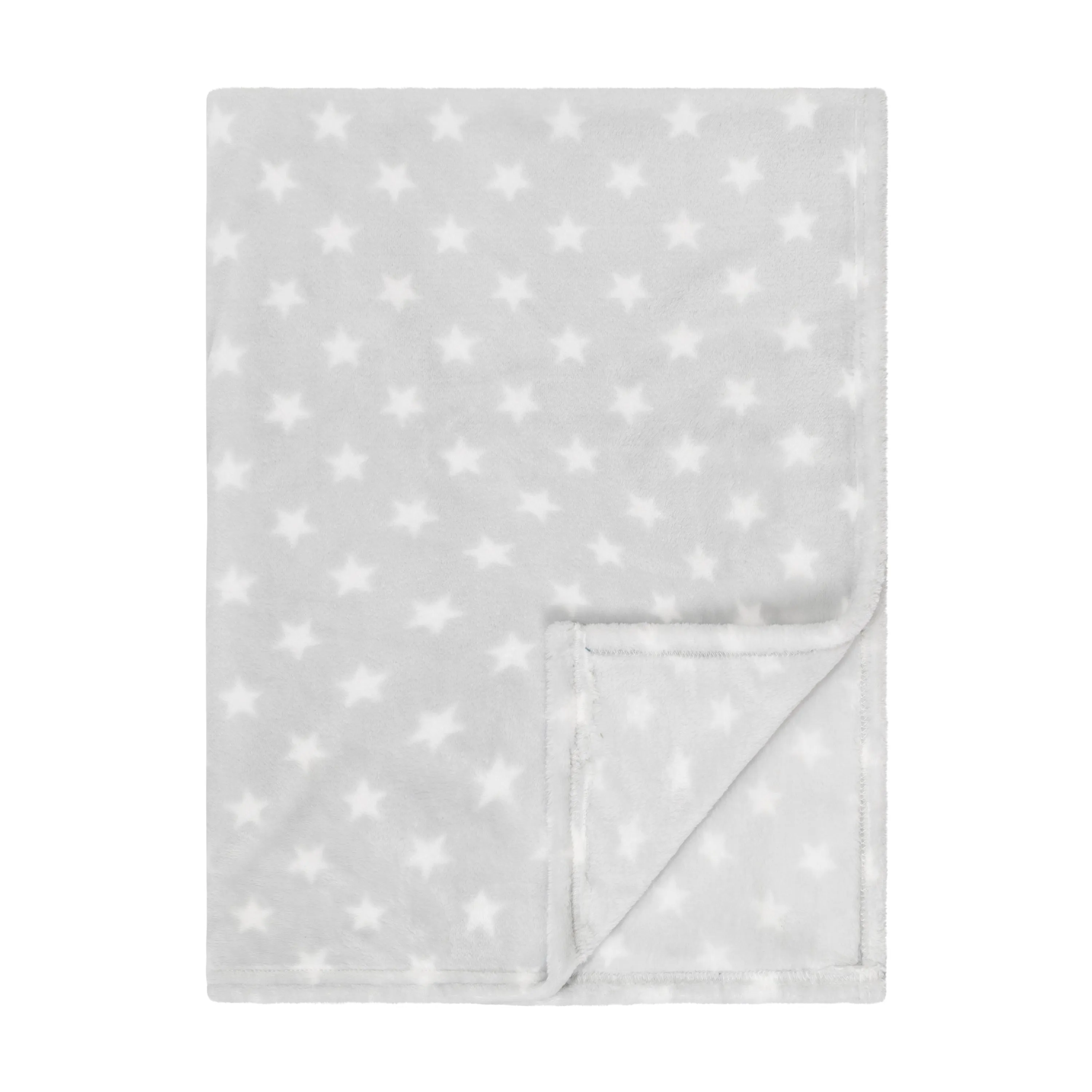 Baby Fleece Blanket - 30" by 40" - Gray/Stars