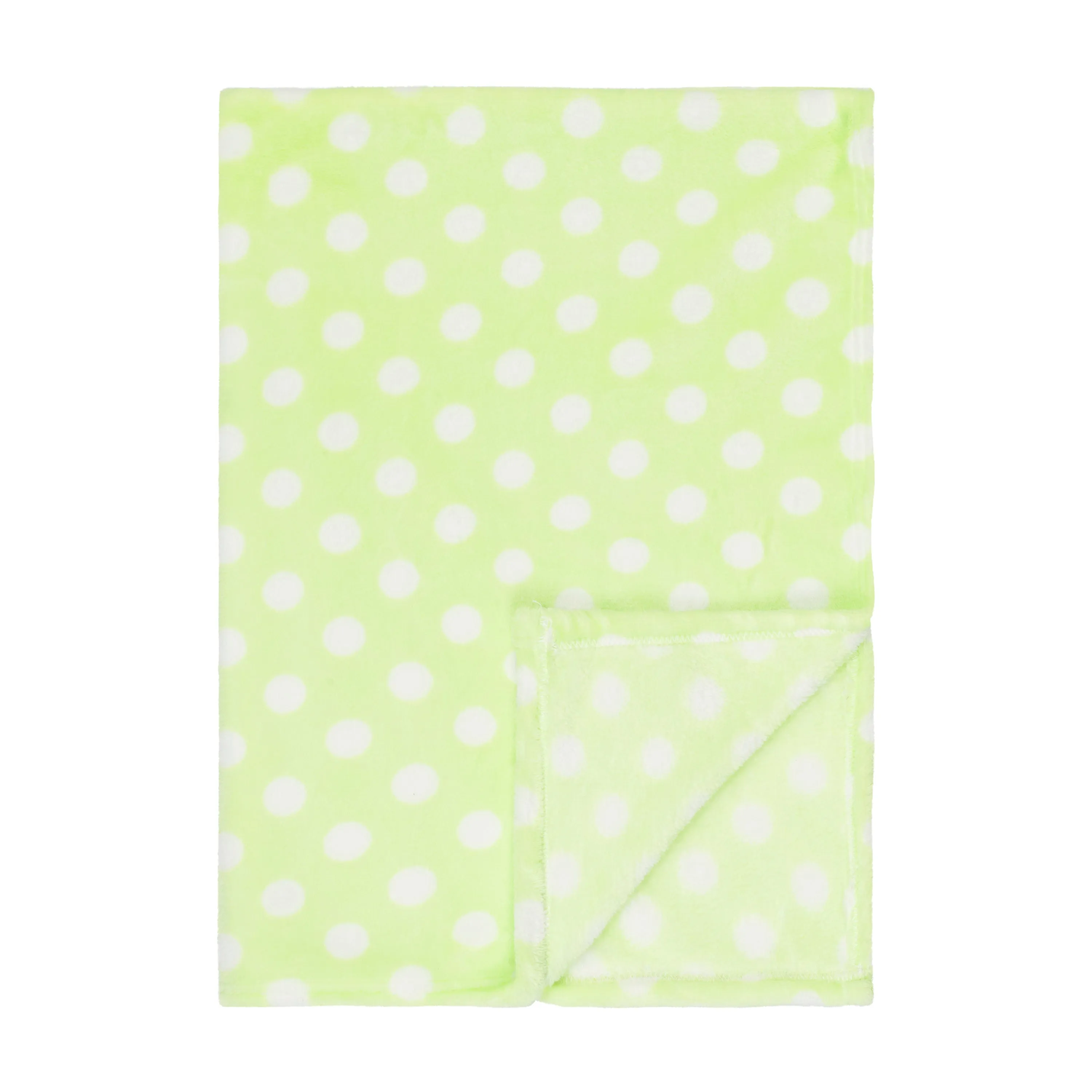 Baby Fleece Blanket - 30" by 40" - Green/Dots