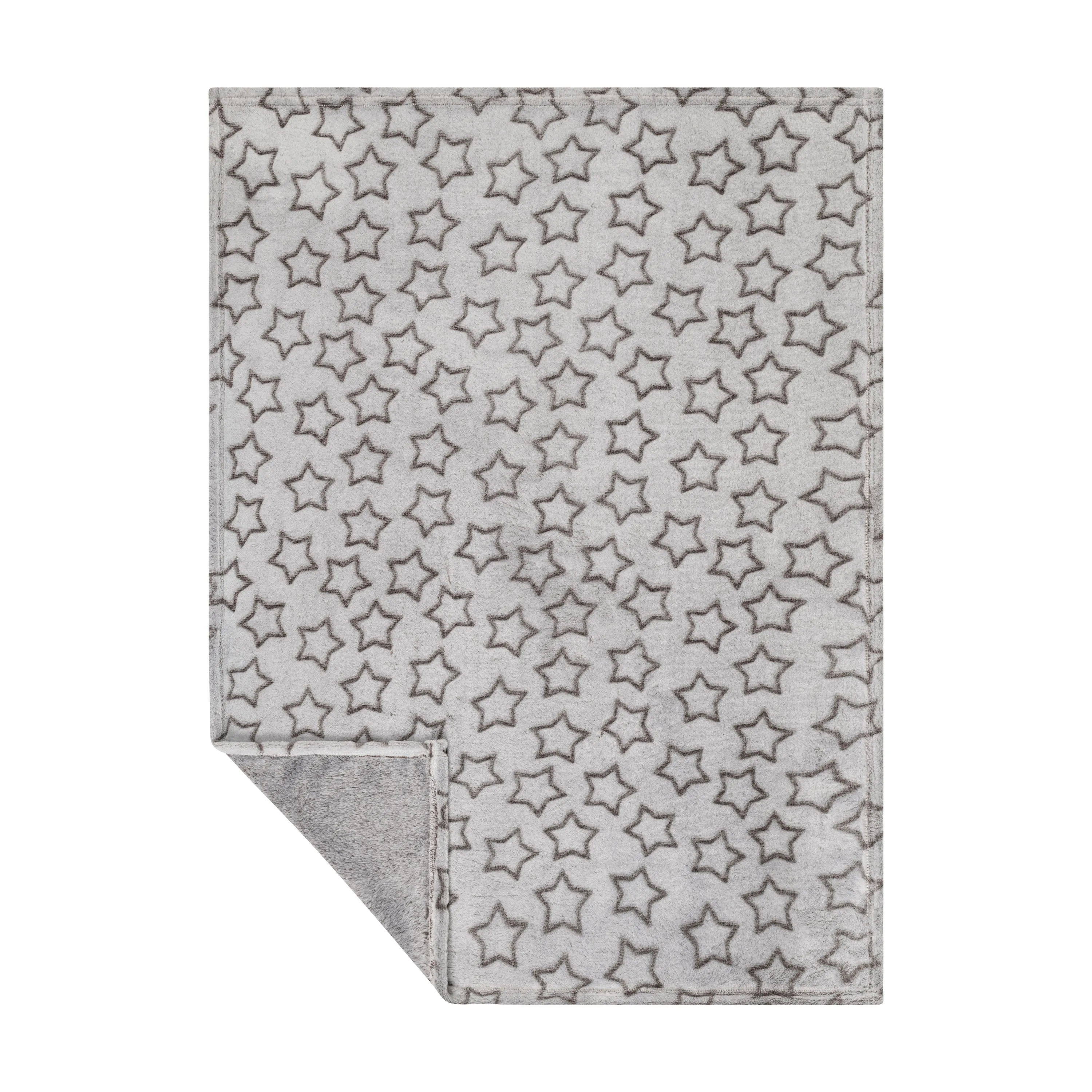 Baby Fleece Blanket - 30" by 40" - Grey/Big Stars