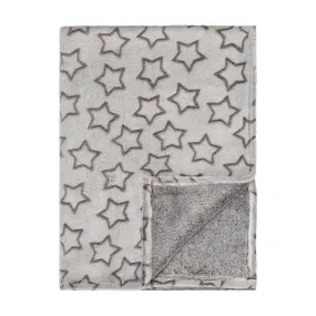 Baby Fleece Blanket - 30" by 40" - Grey/Big Stars