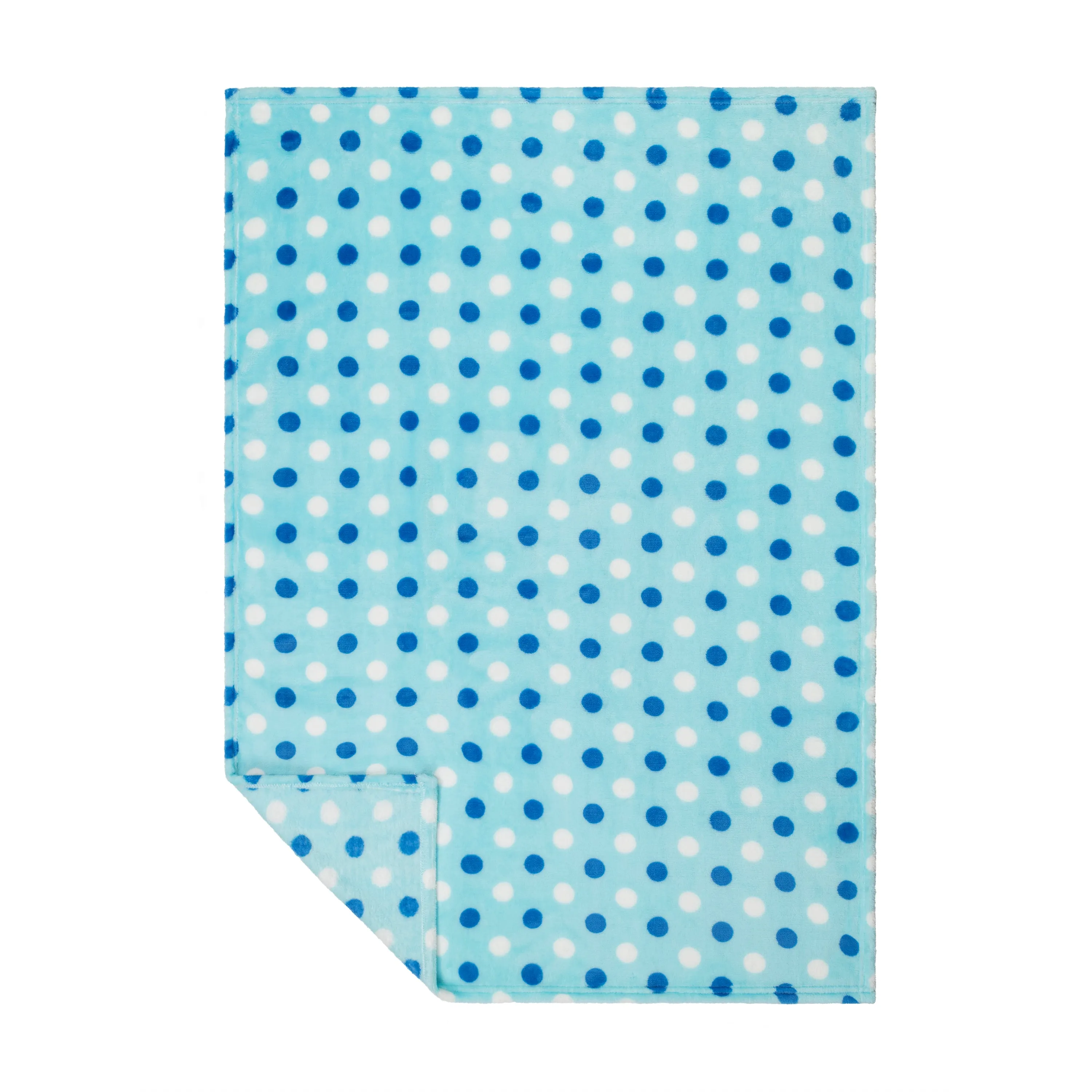 Baby Fleece Blanket - 30" by 40" - Light Blue/Dark Blue Dots