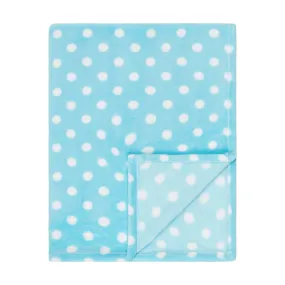 Baby Fleece Blanket - 30" by 40" - Light Blue/Dots