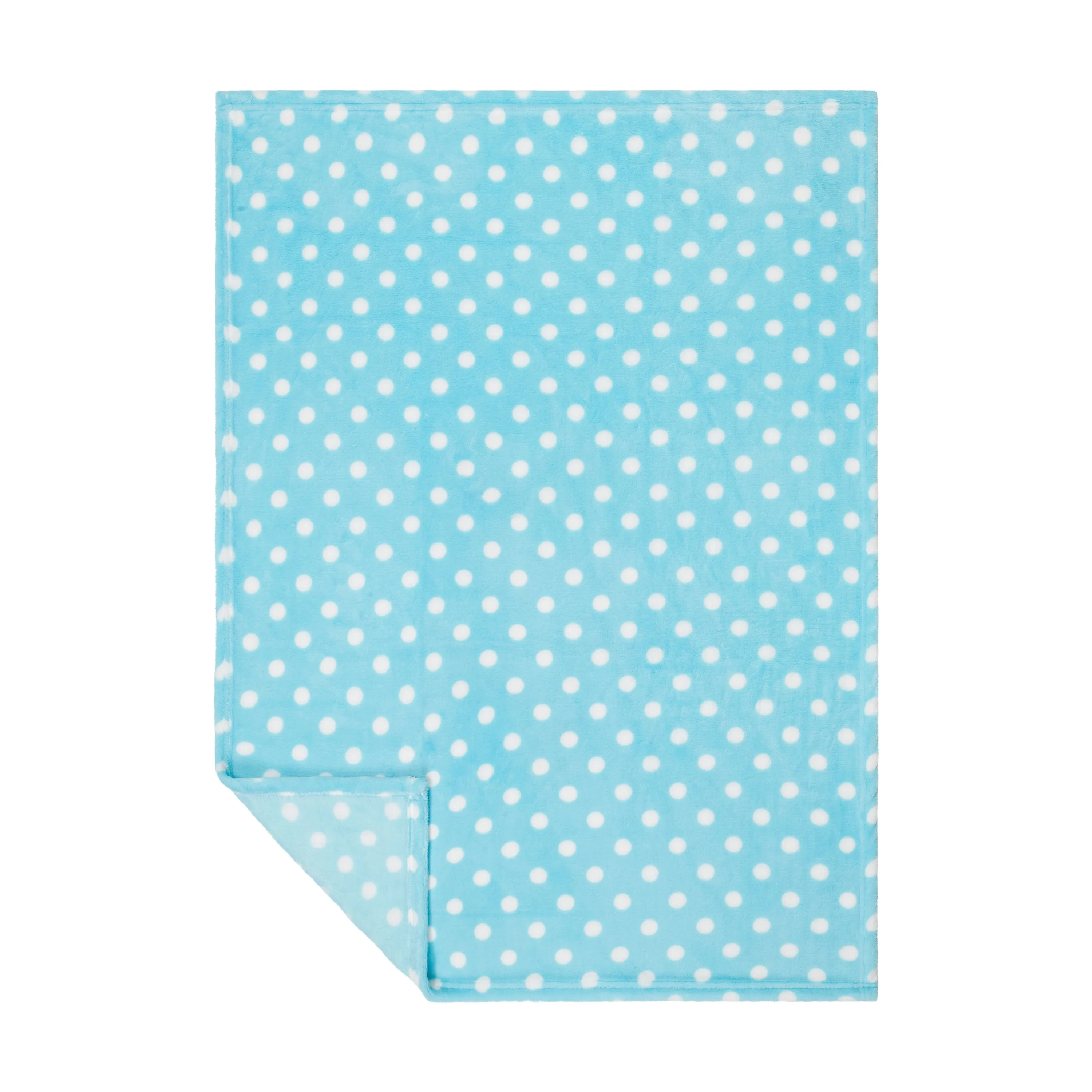 Baby Fleece Blanket - 30" by 40" - Light Blue/Dots