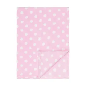 Baby Fleece Blanket - 30" by 40" - Light Pink/Dots