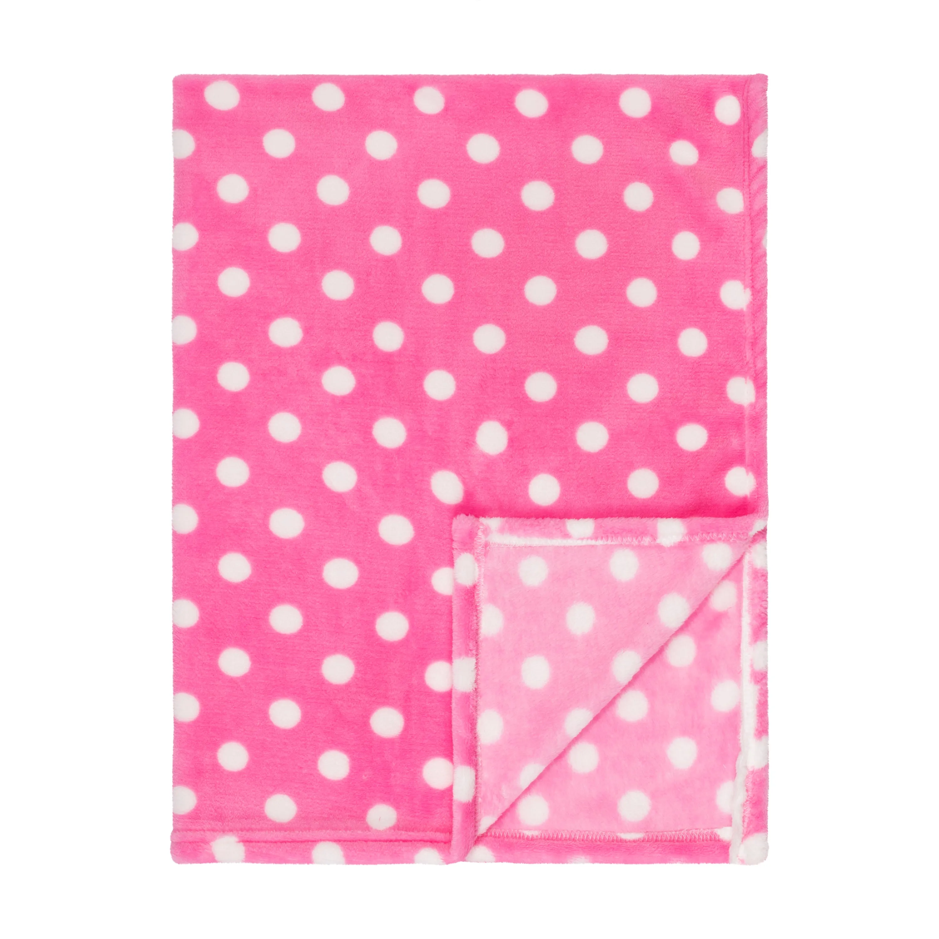 Baby Fleece Blanket - 30" by 40" - Pink/Dots