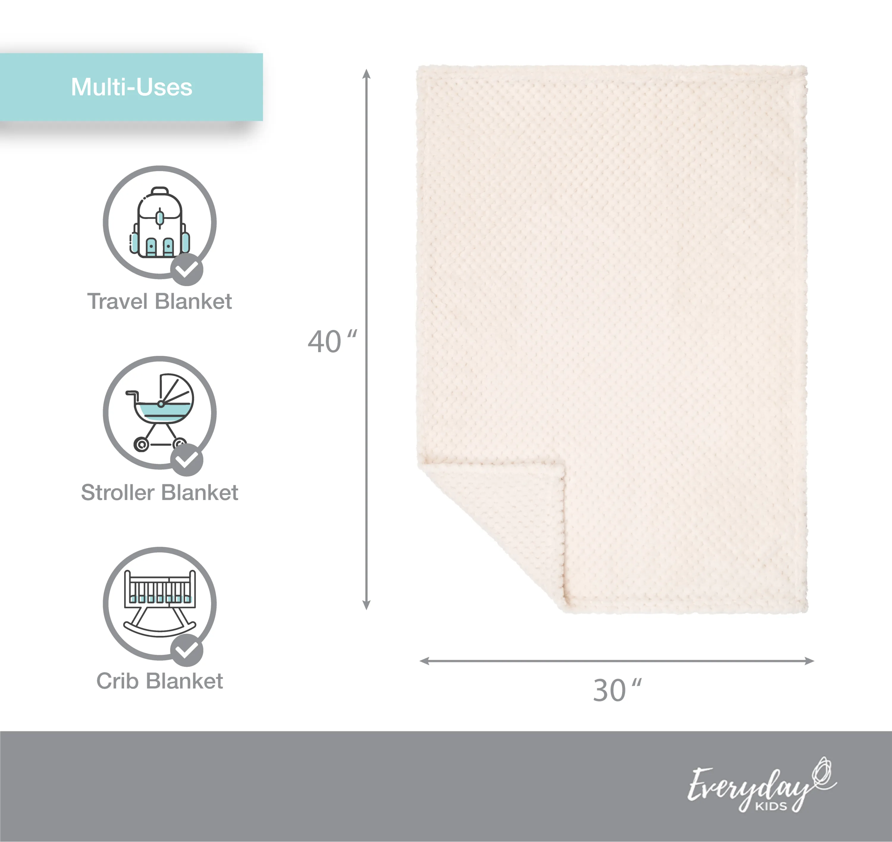 Baby Fleece Blanket - 30" by 40" - Waffle Beige