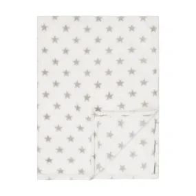 Baby Fleece Blanket - 30" by 40" - White/Dark Grey Stars