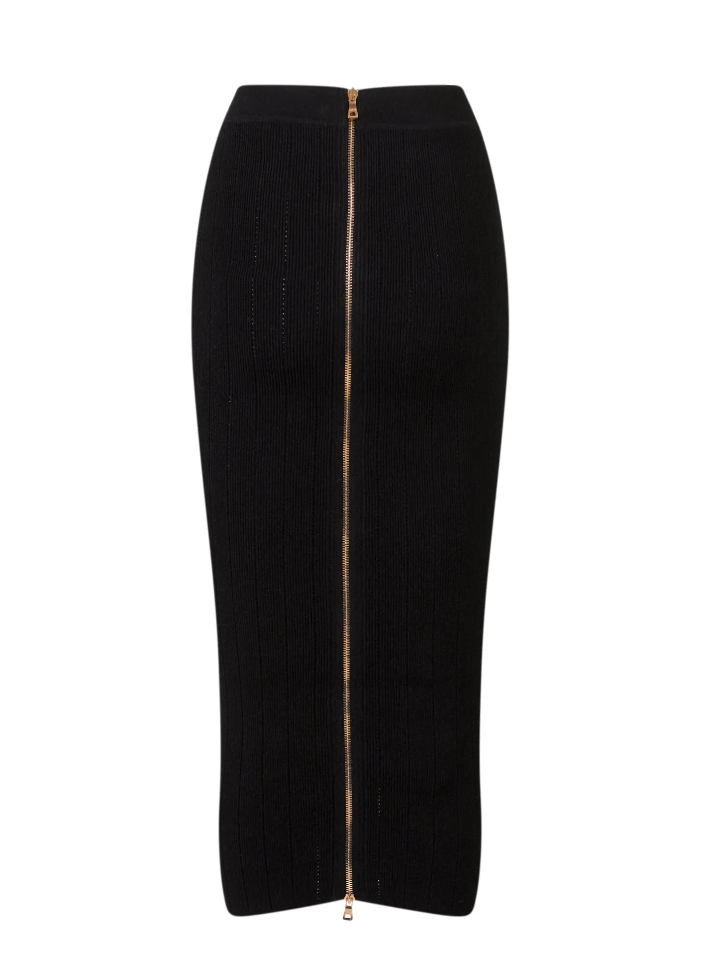 Balmain High Waist Button Embellished Pencil Skirt