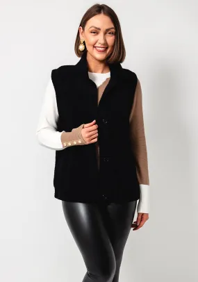 Barbara Lebek Button Up Gilet, Black