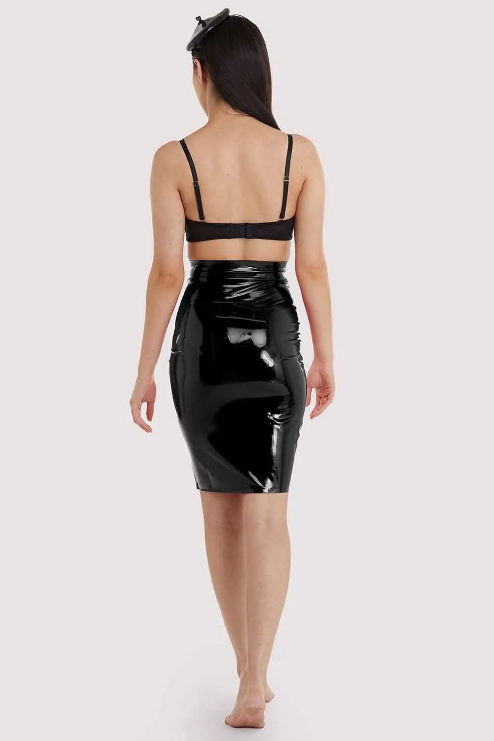 Bettie Page Black Latex Hobble Skirt