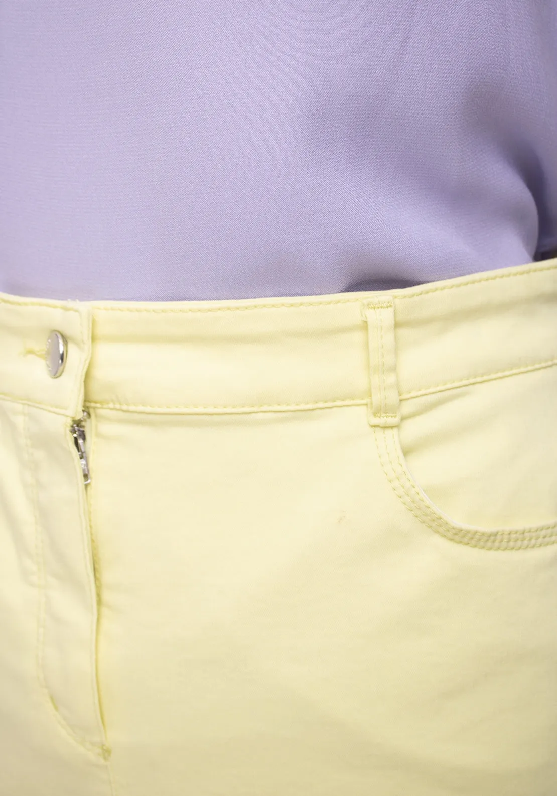 Bianca Denim Pencil Skirt, Lemon Yellow