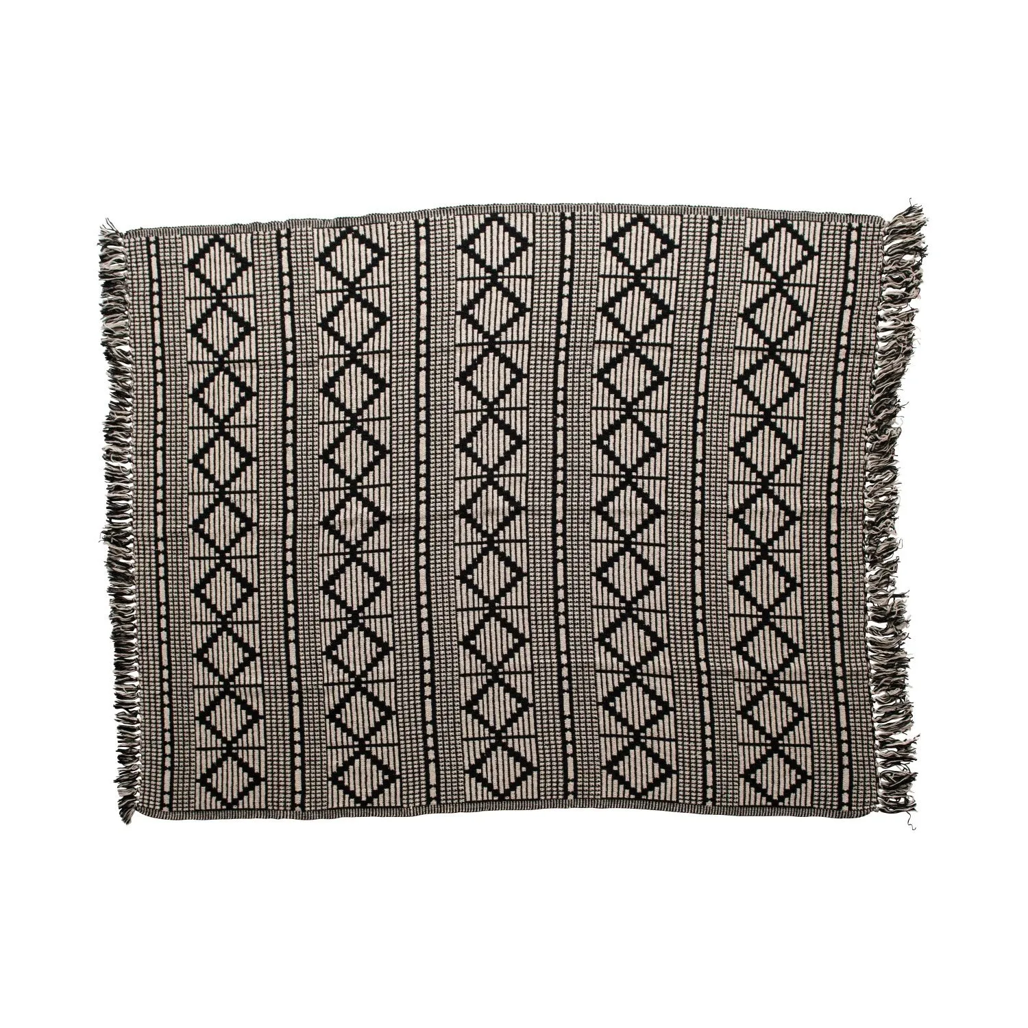 Black & Beige Boho Recycled Throw Blanket