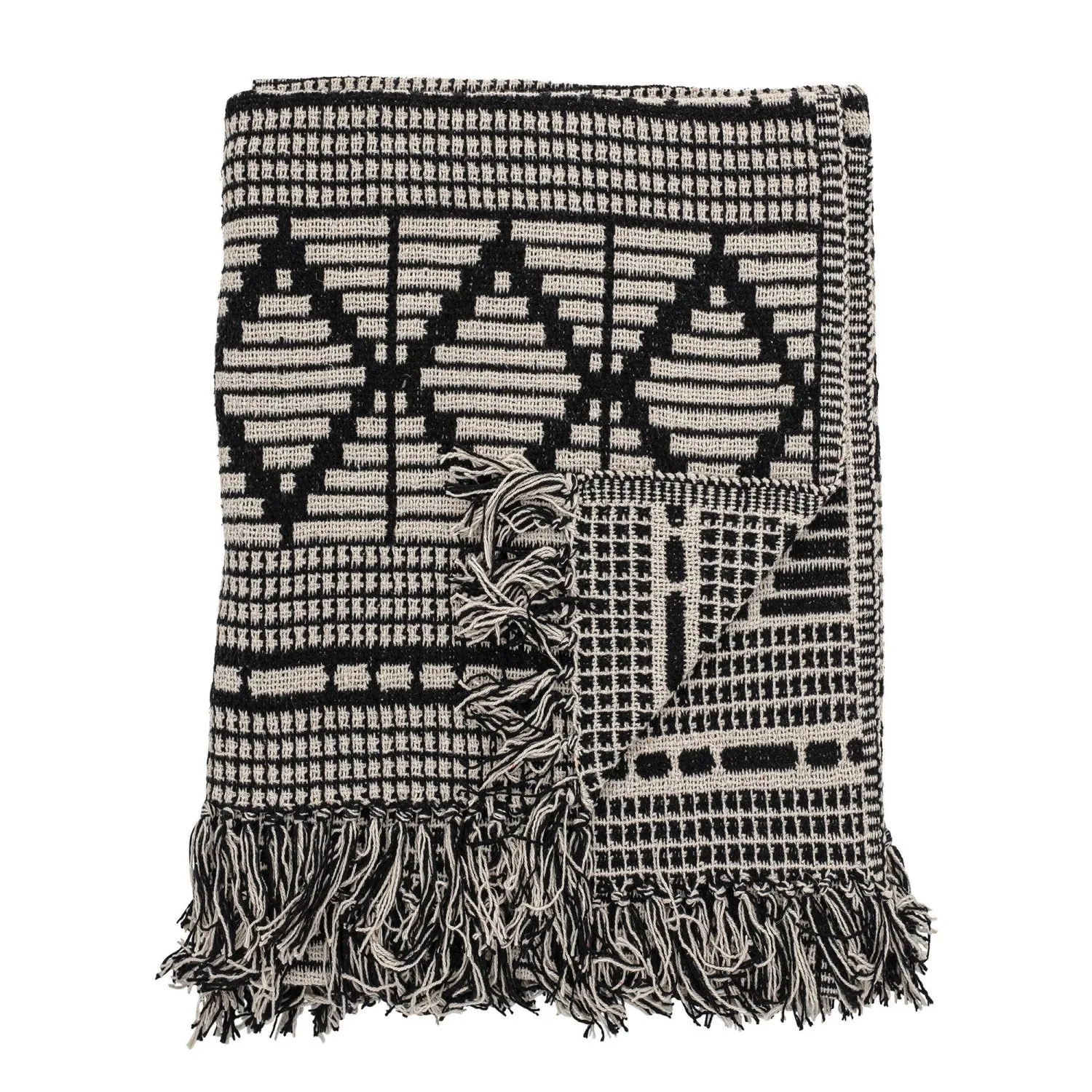 Black & Beige Boho Recycled Throw Blanket