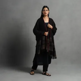 Black - Kumaun Handwoven Pure Merino Wool Shawl for Women 68