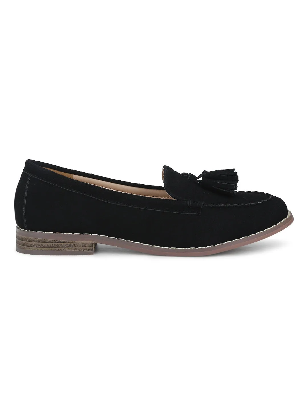 Black Suede Tassel Loafer Flats