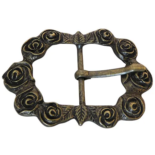 Blackened Bronze Embossed Rose Simple Women’s Belt Buckle Limited Edition