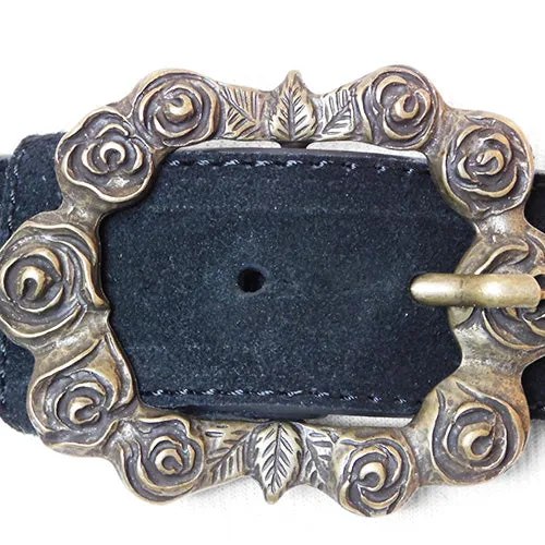 Blackened Bronze Embossed Rose Simple Women’s Belt Buckle Limited Edition