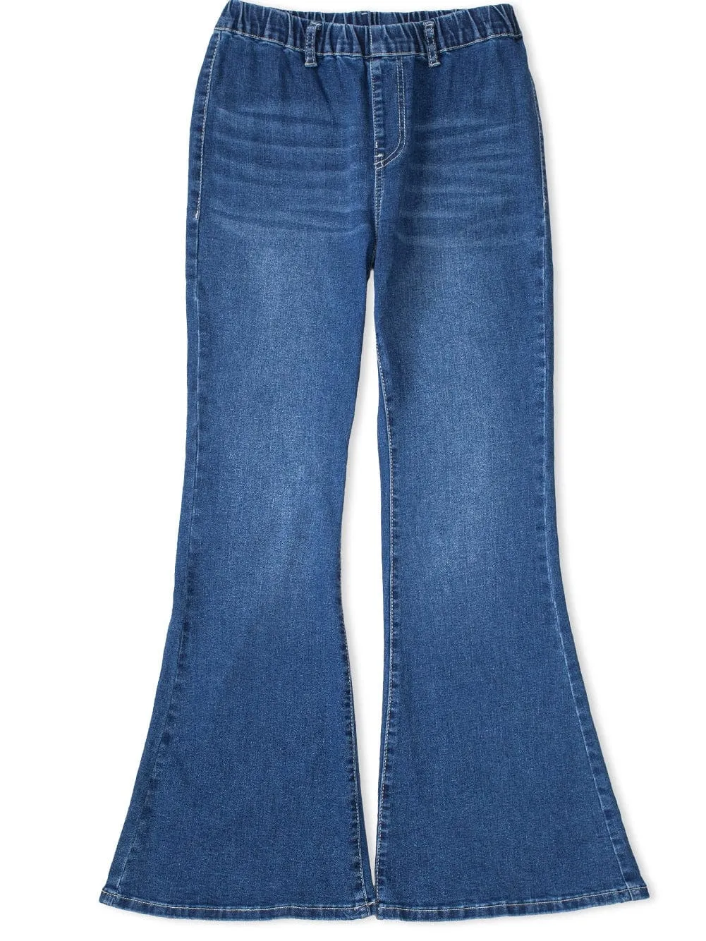 Blue Stretchy High-Rise Flared Denim Pants