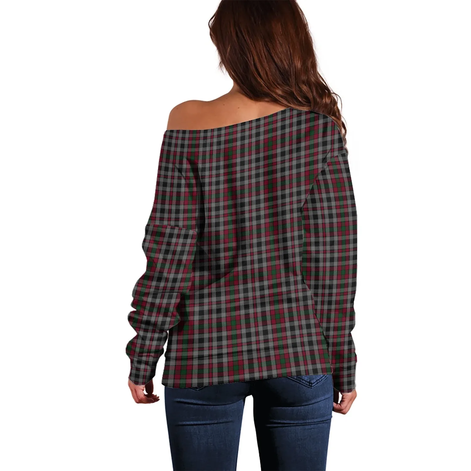 Borthwick Tartan Off Shoulder Women Sweater with Family Crest