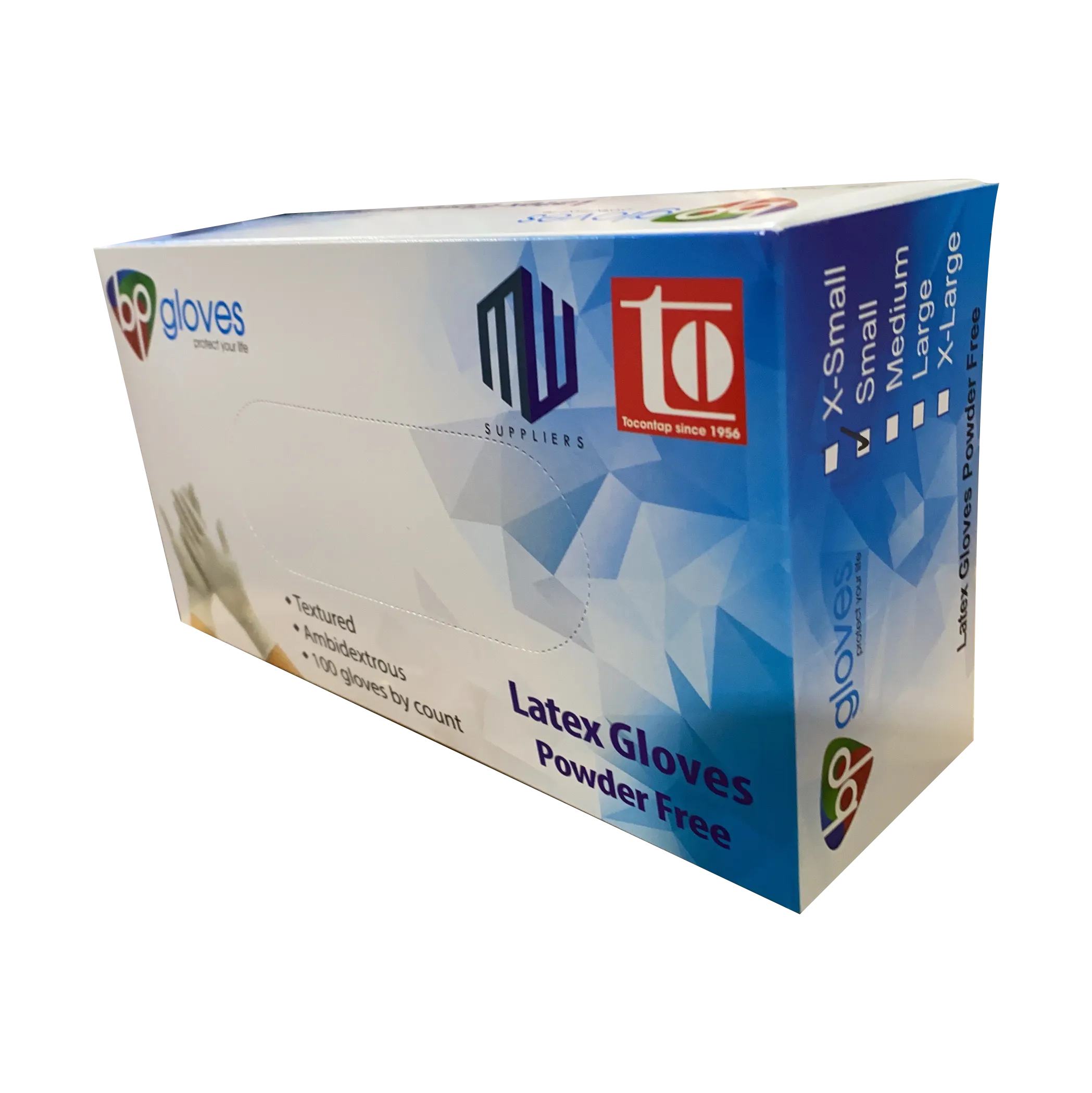 BP Latex Gloves, Powder-Free, size S (Pk: 100 pcs/box)